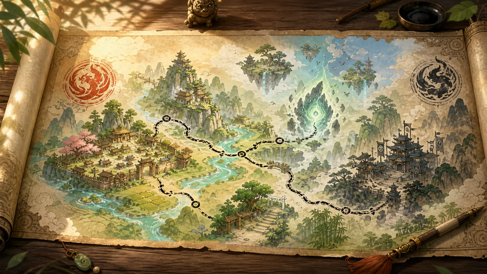 《小道》东方幻想古卷世界地图宣传图